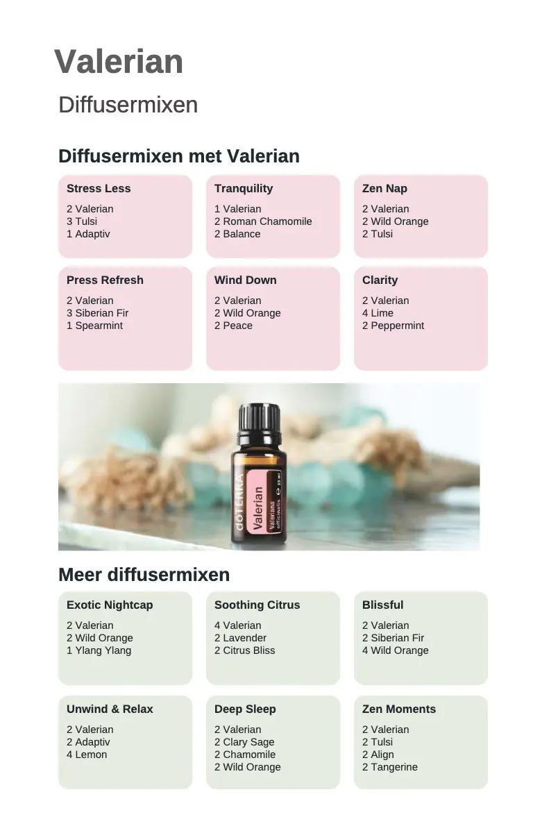 Voorbeeldpagina BOGO-gids: Valerian diffusermixen